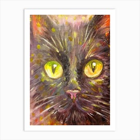 Black Cat With Yellow Eyes 2 Art Print