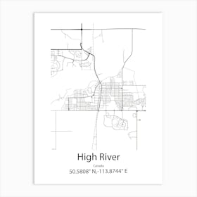 High River,Canada Minimalist Map Art Print