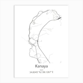 Kanaya,Japan Minimalist Map Art Print