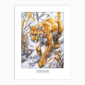 Cougar Precisionist Illustration 1 Poster Art Print