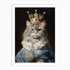 Cat In Medieval Clothing Rococo Inspired Painting 5 Art Print