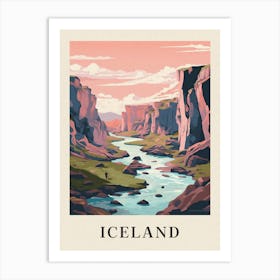 Vintage Travel Poster Iceland Art Print