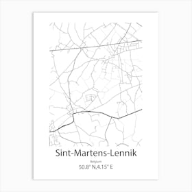 Sint Martens Lennik,Belgium Minimalist Map Art Print