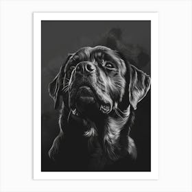 Black Labrador Retriever Portrait. Generated AI. Art Print Poster