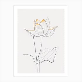 American Lotus Minimal Line Drawing 3 Art Print