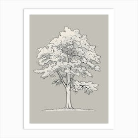 Elm Tree Minimalistic Drawing 4 Art Print