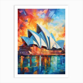 Opera House Sydney II, Modern Abstract Brush Style Vibrant Painting Art Print