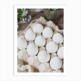 White Eggs In A Carton 3 Art Print