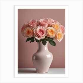 A Vase Of Pink Roses 83 Art Print