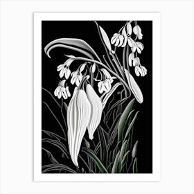 Lily Of The Valley Wildflower Linocut Art Print