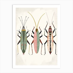 Colourful Insect Illustration Katydid 5 Art Print