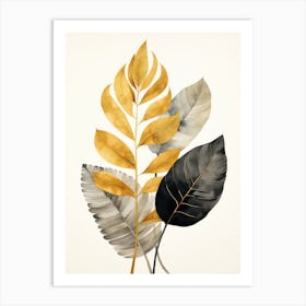 Gold And Black Leaves Art Print