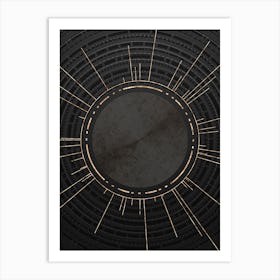 Geometric Glyph in Gold with Radial Array Lines on Dark Gray n.0008 Art Print