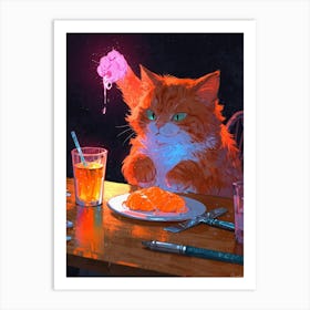 Cat At The Table 1 Art Print