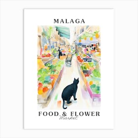 Food Market With Cats In Malaga 4 Poster Art Print