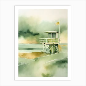 Los Angeles Golden Green Lifeguard Tower Art Print