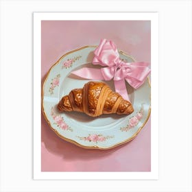 Croissant With Pink Bow 1 Art Print