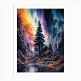 Rainbow In The Forest Art Print