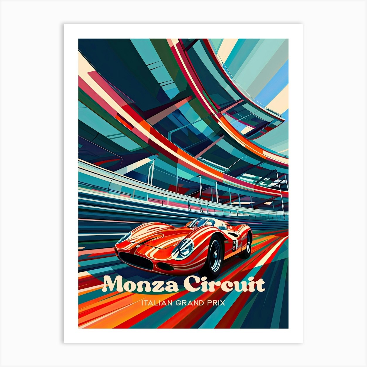 Monza Circuit Grand Prix Autodromo Travel Illustration Art Print by Wanderscape Travel Art