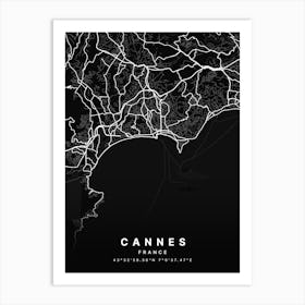 Cannes France Black Map Art Print