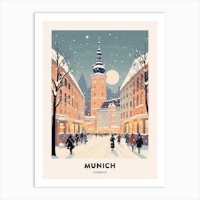 Winter Night  Travel Poster Munich Germany 2 Art Print