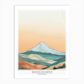 Mount Olympus Macedonia Color Line Drawing 4 Poster Art Print