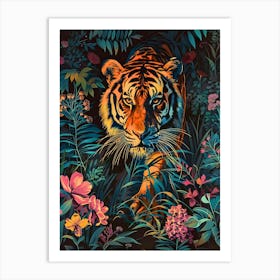 Tiger In The Jungle Inspired by William Morris Art Print