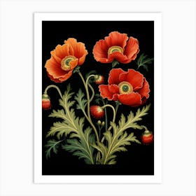 Iceland Poppy 1 William Morris Style Winter Florals Art Print