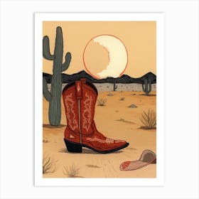 A Cowboy Boot In The Desert 1 Art Print