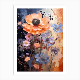 Surreal Florals Cornflower 1 Flower Painting Art Print
