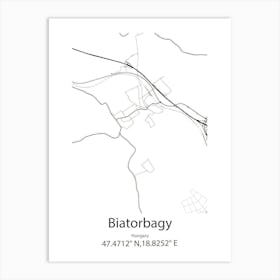 Biatorbagy,Hungary Minimalist Map 1 Art Print