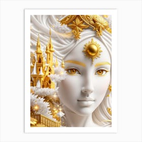 Golden Girl With Castle Art Print