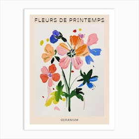 Spring Floral French Poster  Geranium 1 Art Print