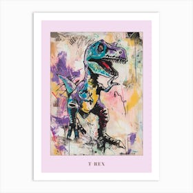 T Rex Dinosaur Lilac Graffiti Brushstroke Poster Art Print