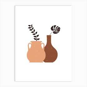 Minimal Brown Vases Art Print