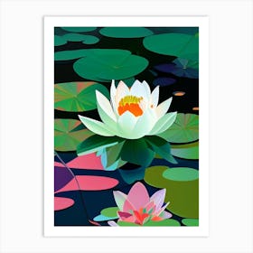 Blooming Lotus Flower In Pond Fauvism Matisse 3 Art Print