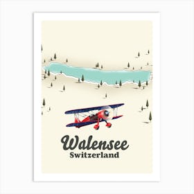 Walensee Lake Switzerland Map Art Print