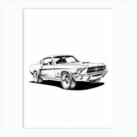 Ford Mustang Line Drawing 25 Art Print