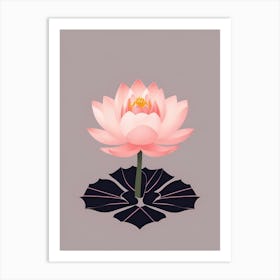 A Pink Lotus In Minimalist Style Vertical Composition 61 Art Print