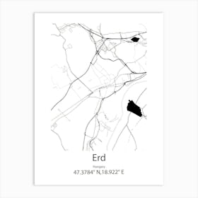 Erd,Hungary Minimalist Map Art Print