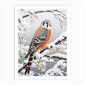 Winter Bird Painting American Kestrel 2 Art Print