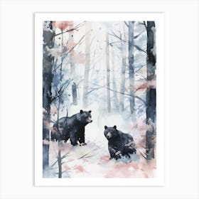 Winter Watercolour Black Bear 4 Art Print