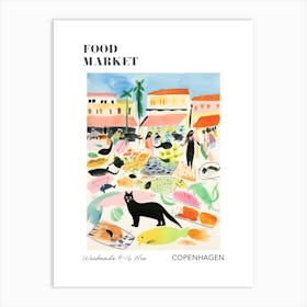 The Food Market In Copenhagen 7 Illustration Poster Art Print