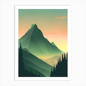 Misty Mountains Vertical Composition In Green Tone 136 Art Print