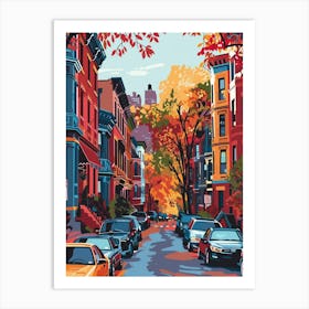 Greenwich Village New York Colourful Silkscreen Illustration 2 Art Print