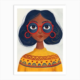 Girl With Glasses 7 Art Print