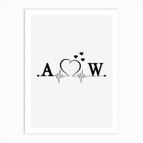 Personalized Couple Name Initial A And W Art Print