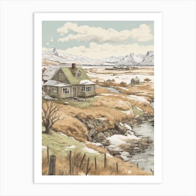 Vintage Winter Illustration Iceland 1 Art Print