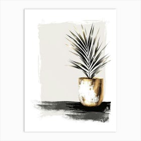 Gold Plant In A Pot Art Print