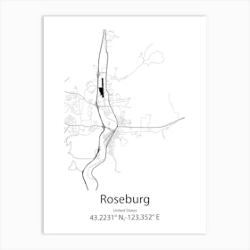 Roseburg,United States Minimalist Map Póster